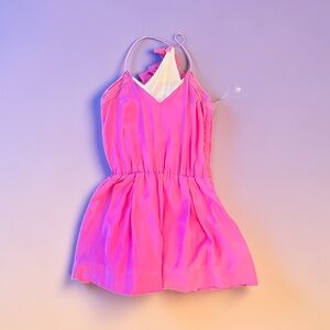 Barneys New York Hot Pink Ruffle Halter Romper